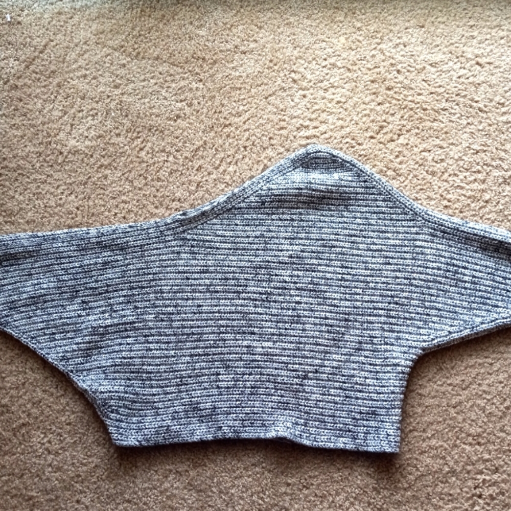 T Alexander Wang cropped off shoulder gray sweater.